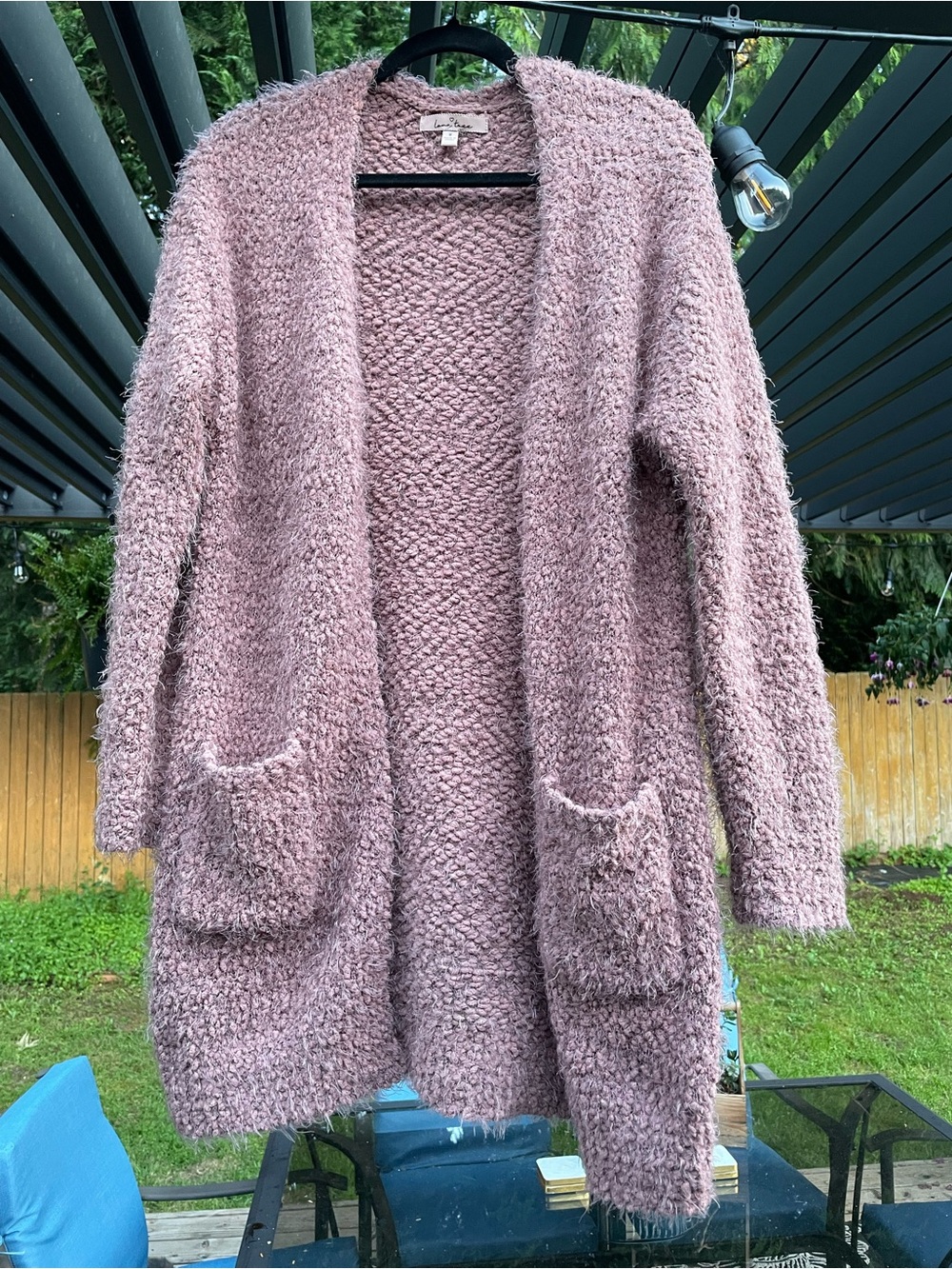 Love Tree Plush Open-Front Cardigan in Dusty Mauve